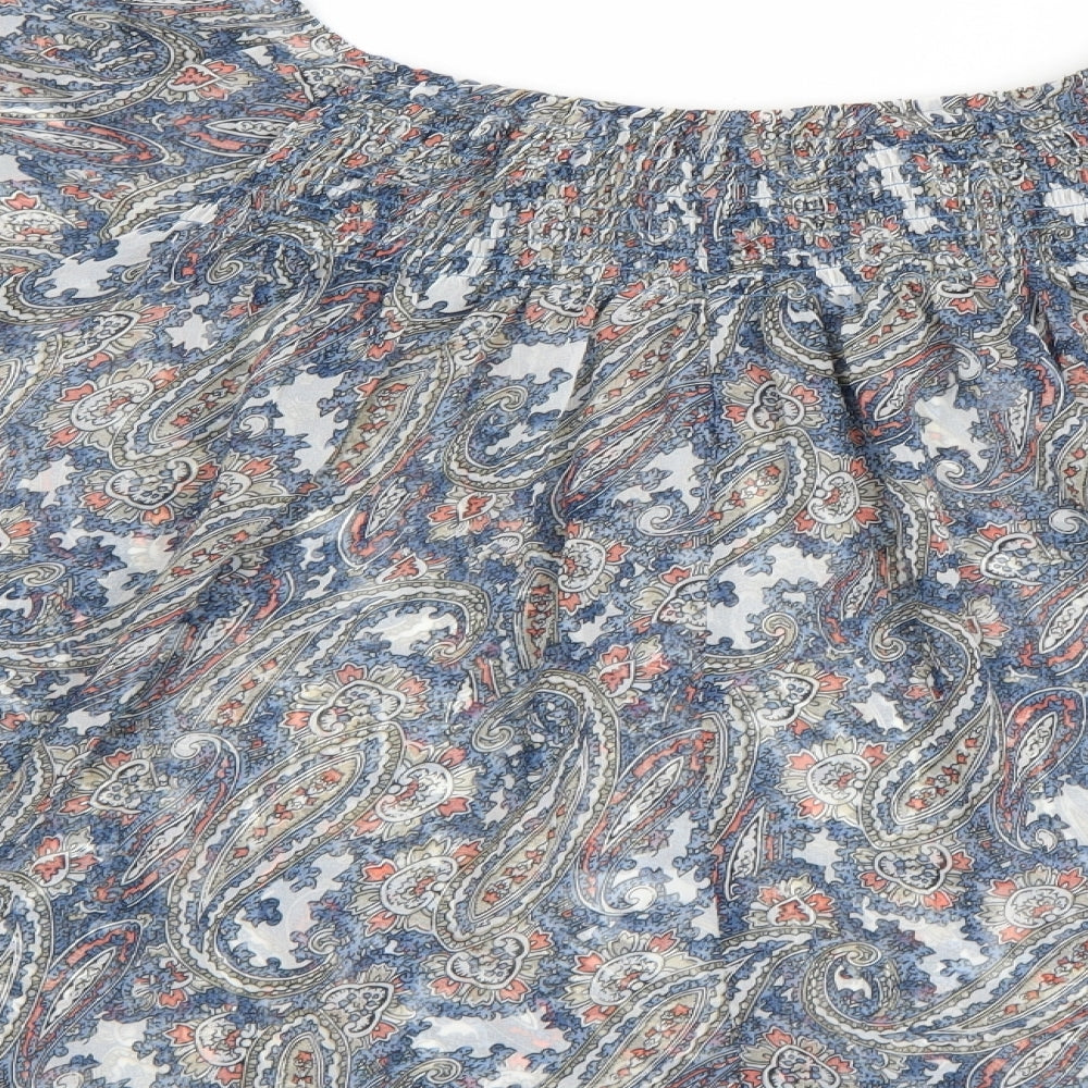 Dorothy Perkins Womens Blue Paisley Chiffon Basic Blouse Size 12  - Flared Sleeves