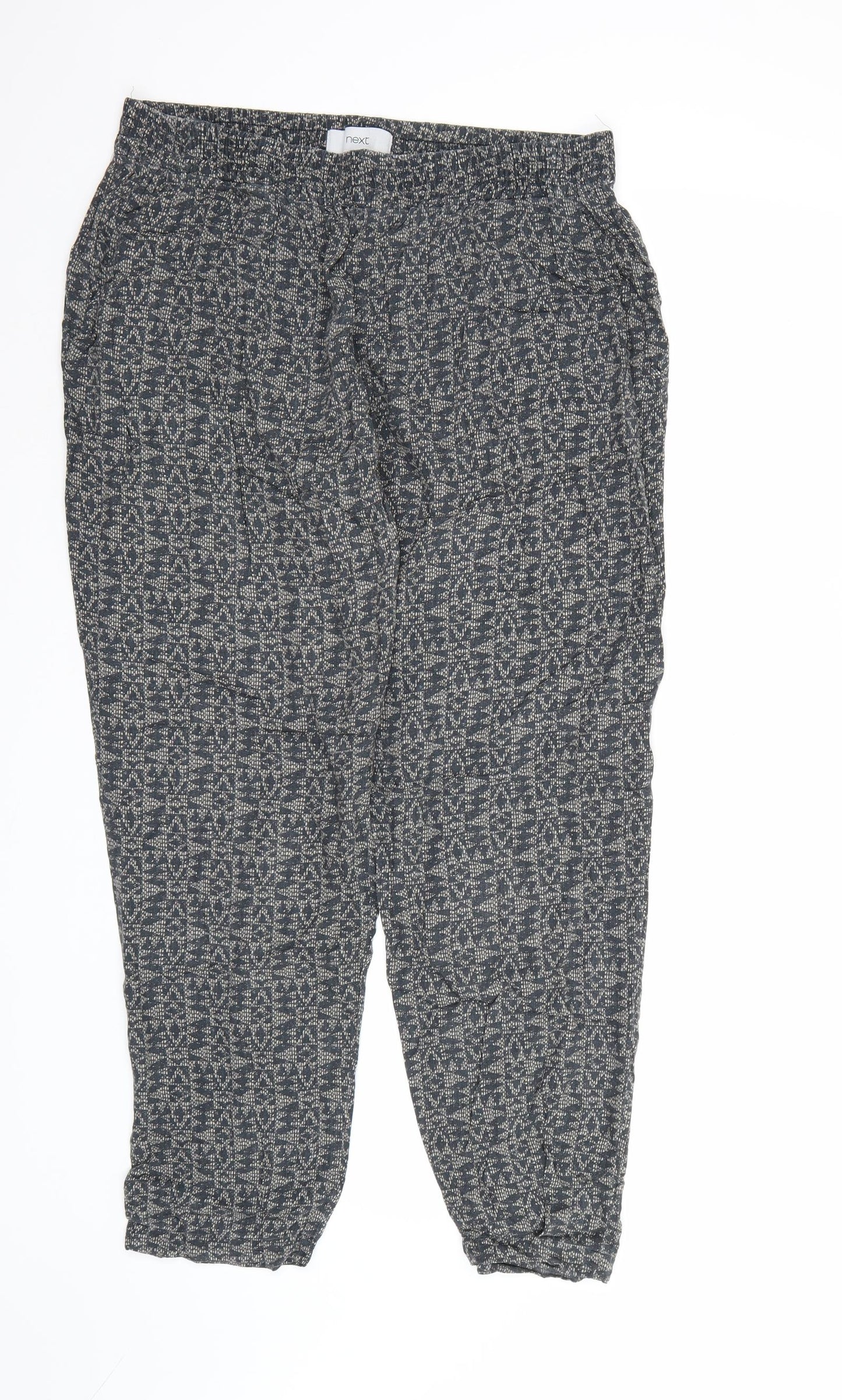 NEXT Womens Grey Geometric  Harem Trousers Size 12 L26 in
