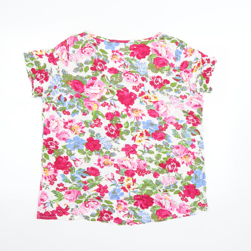 George Womens White Floral  Basic T-Shirt Size 18