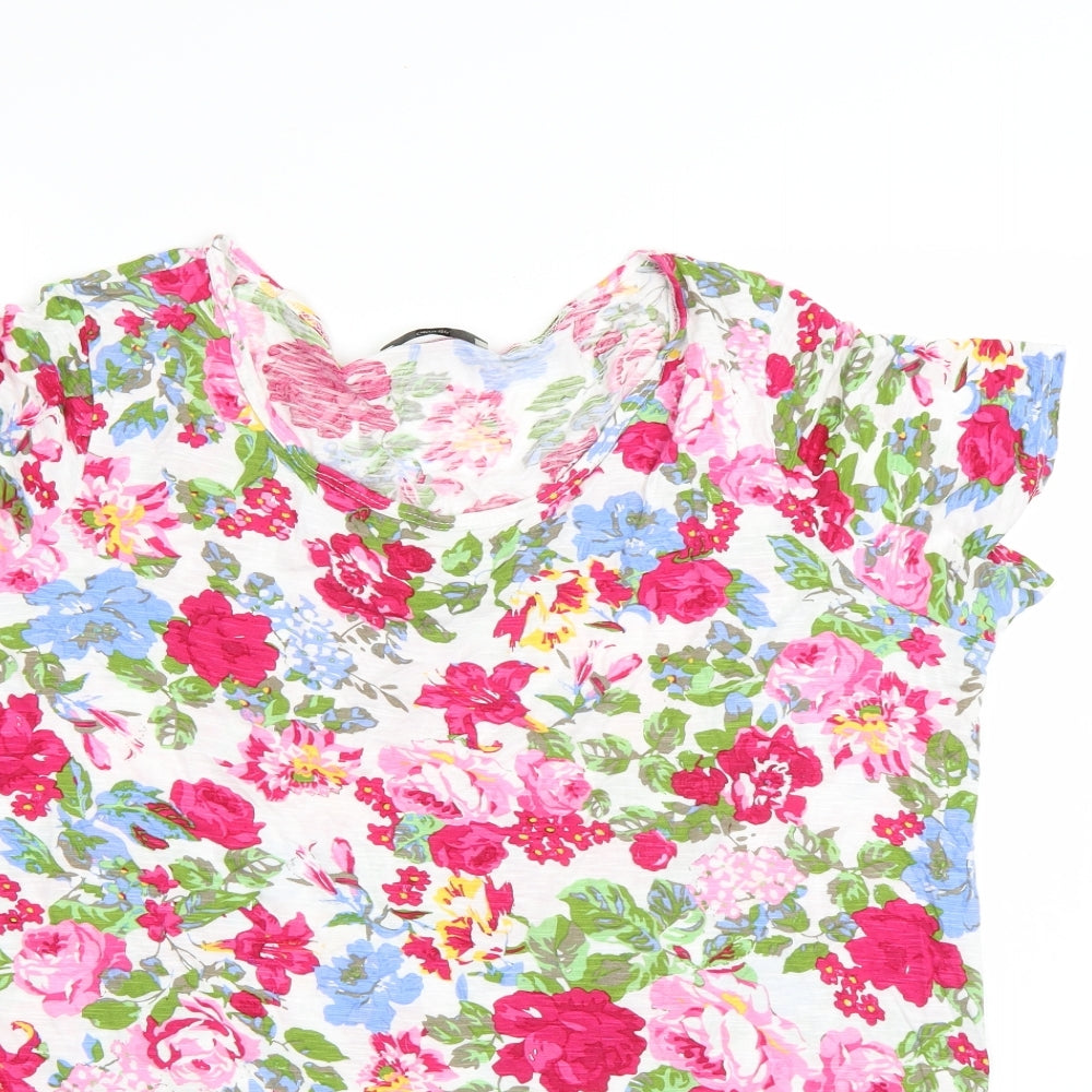 George Womens White Floral  Basic T-Shirt Size 18