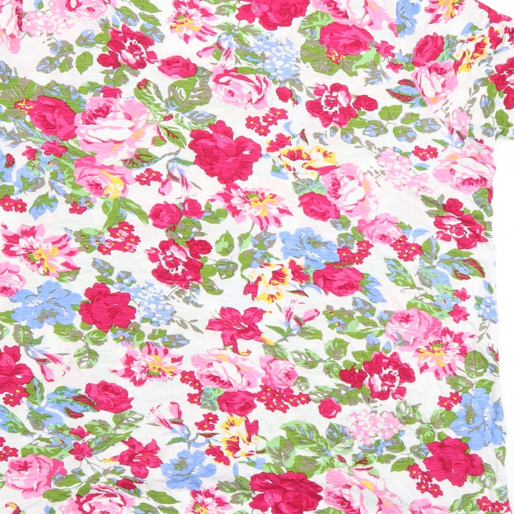 George Womens White Floral  Basic T-Shirt Size 18