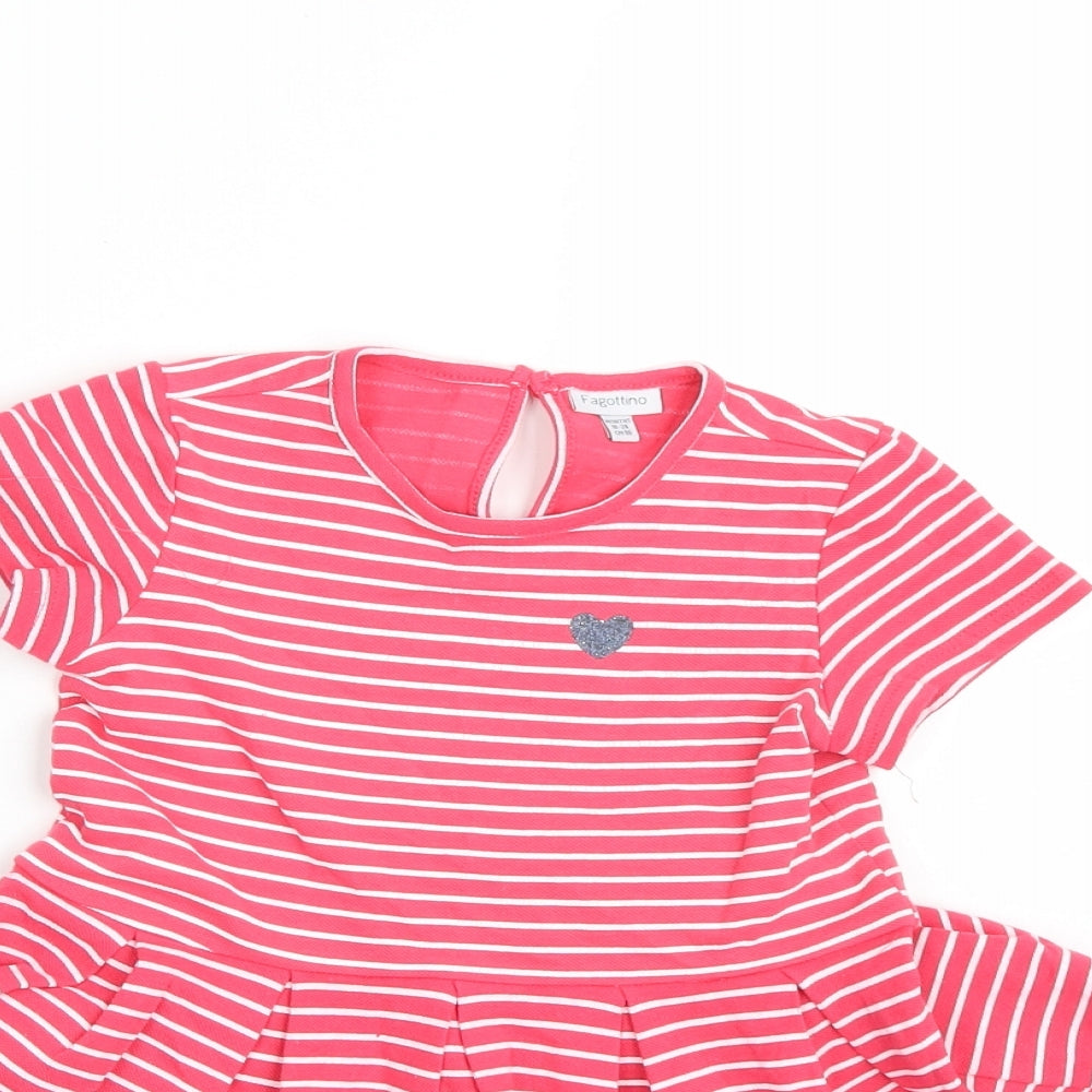 Fagottino Girls Pink Striped  T-Shirt Dress  Size 18-24 Months