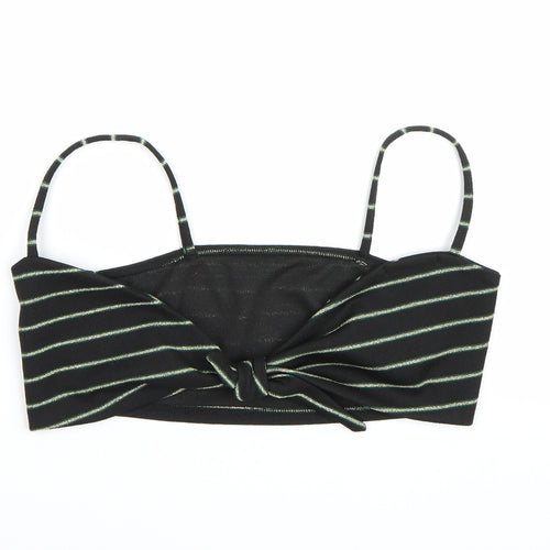 PRETTYLITTLETHING Womens Black Striped  Cropped Tank Size 6