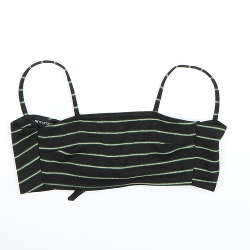 PRETTYLITTLETHING Womens Black Striped  Cropped Tank Size 6