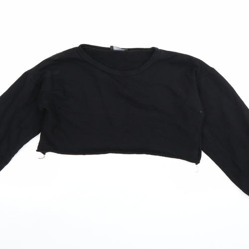 PRETTYLITTLETHING Womens Black  Jersey Pullover Sweatshirt Size 6