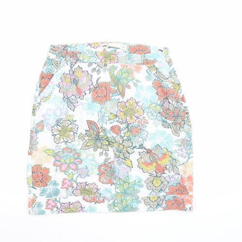 NEXT Womens White Floral  A-Line Skirt Size 12