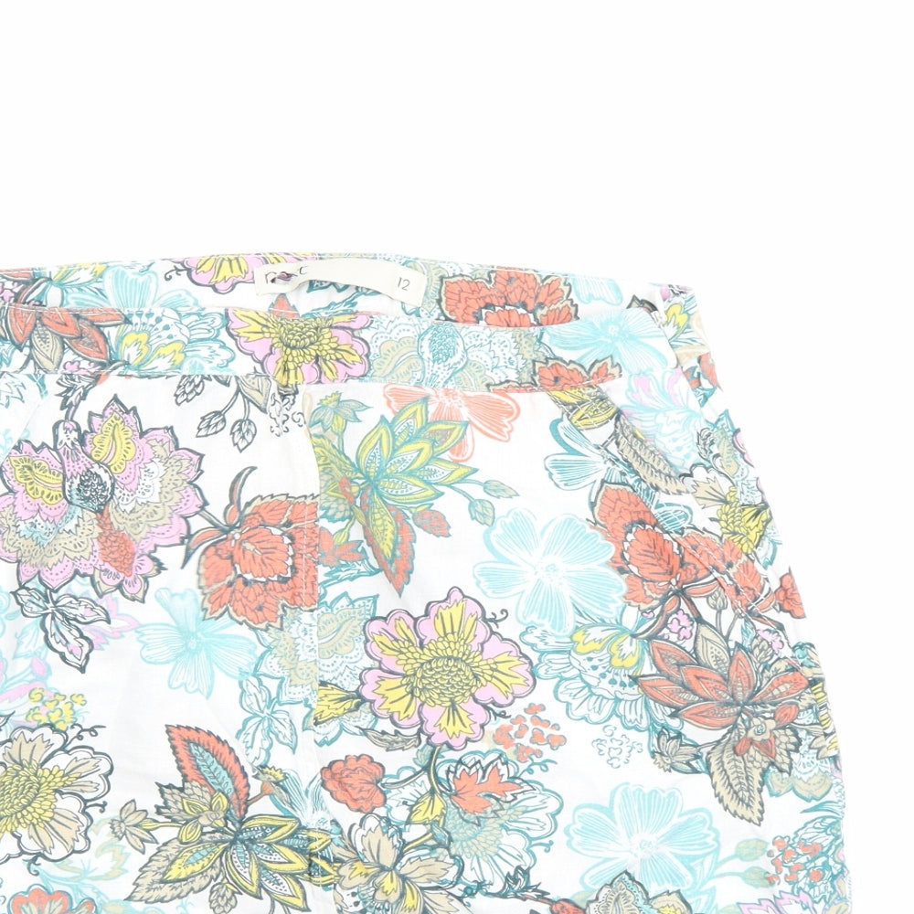 NEXT Womens White Floral  A-Line Skirt Size 12
