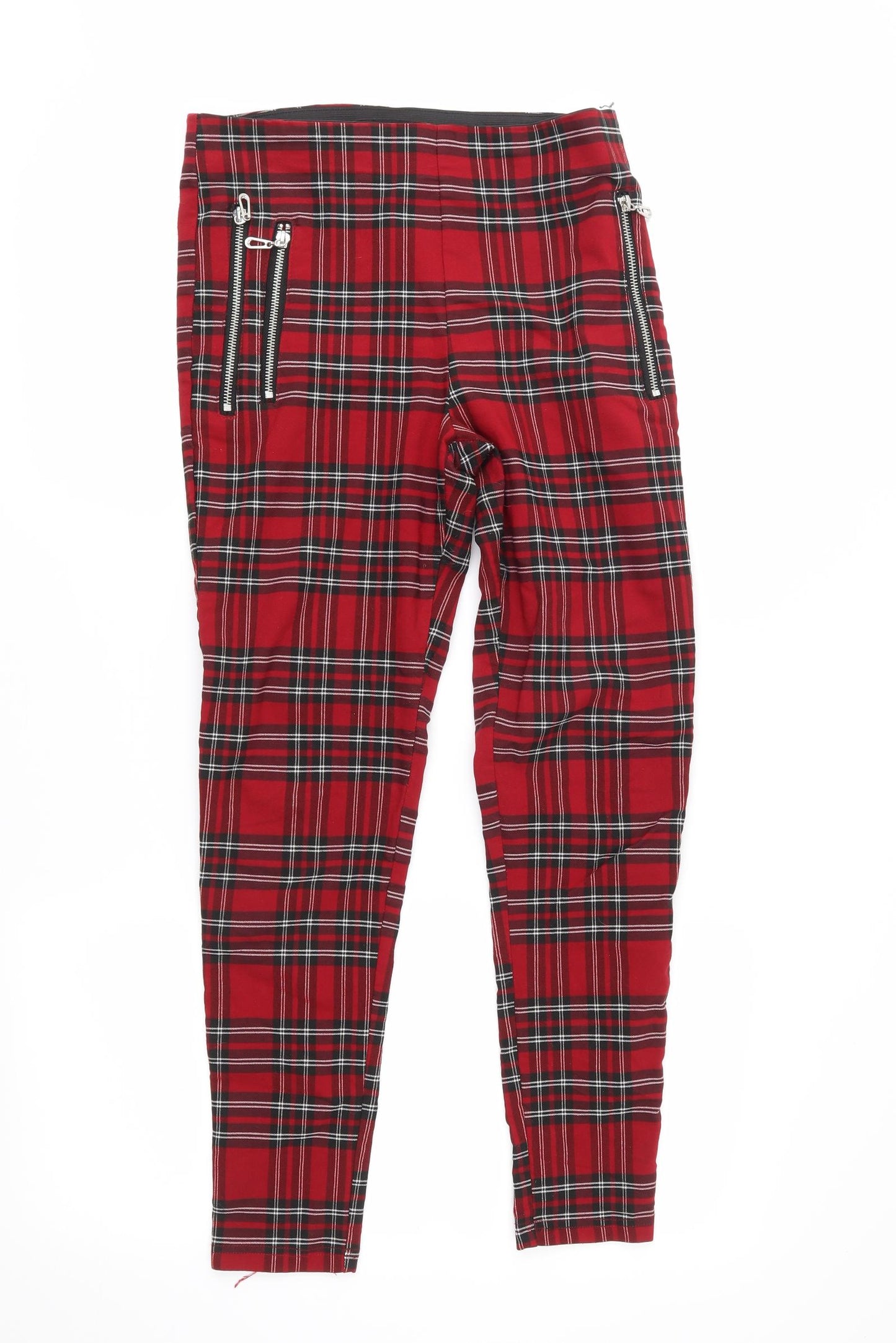 Zara Womens Red Plaid  Trousers  Size M L26 in