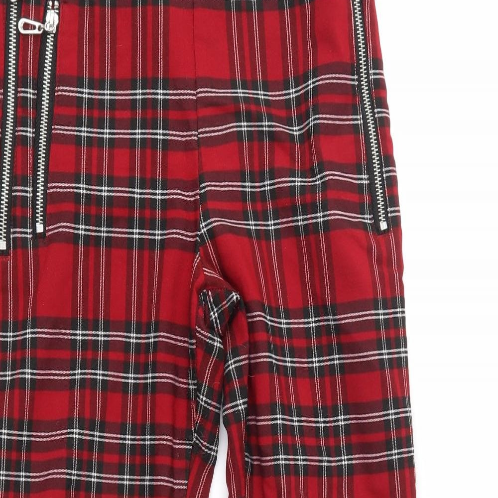 Zara Womens Red Plaid  Trousers  Size M L26 in