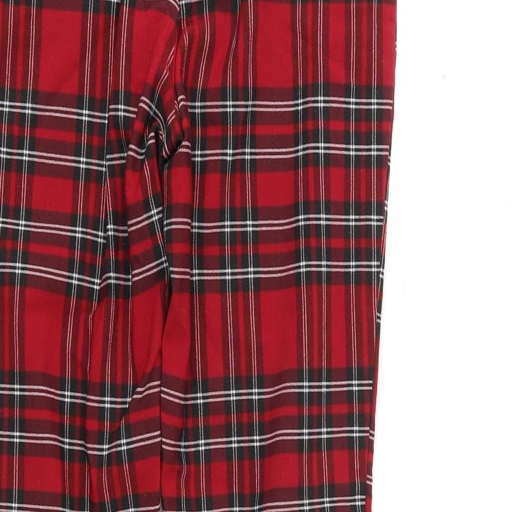 Zara Womens Red Plaid  Trousers  Size M L26 in
