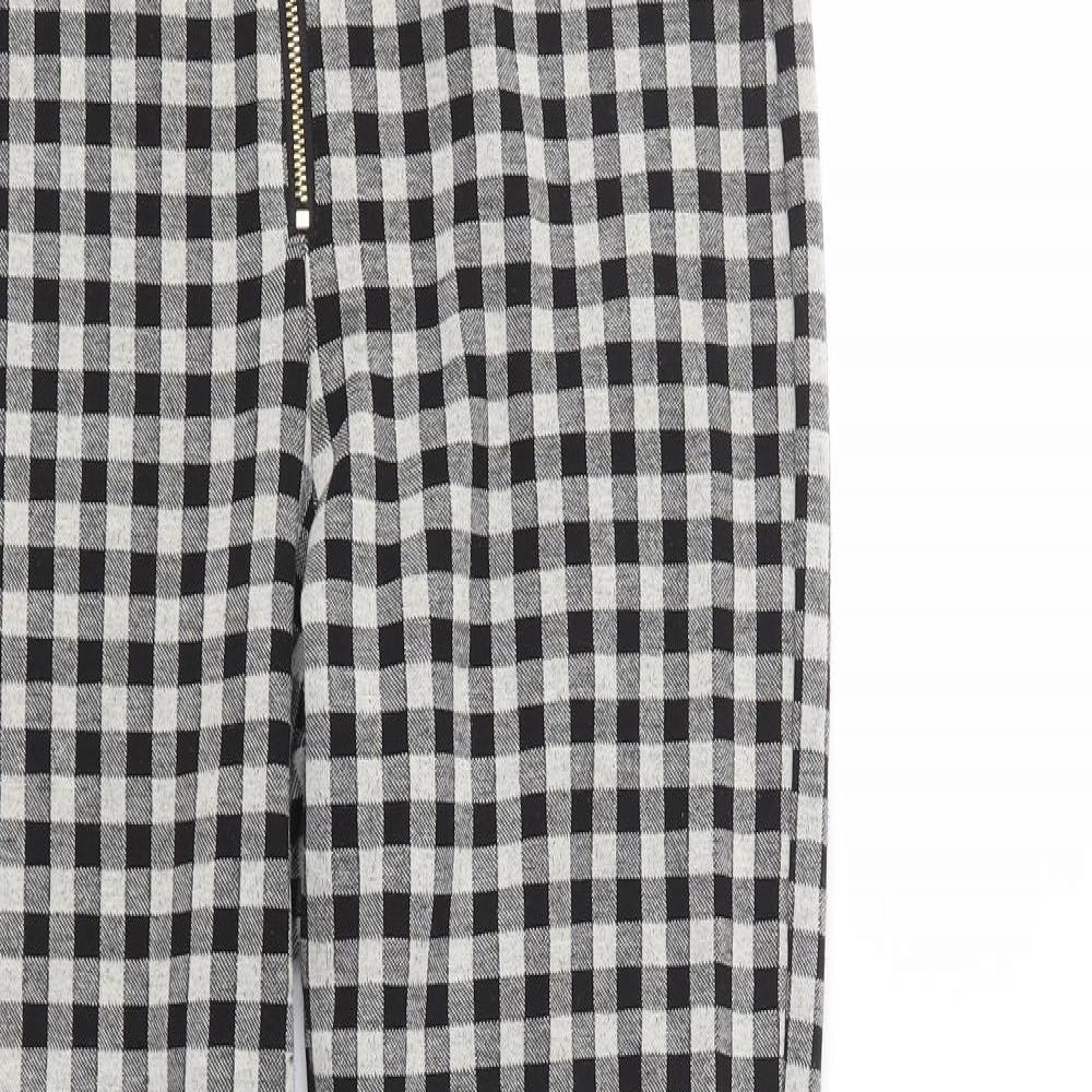 Zara Womens Black Check  Trousers  Size M L28 in