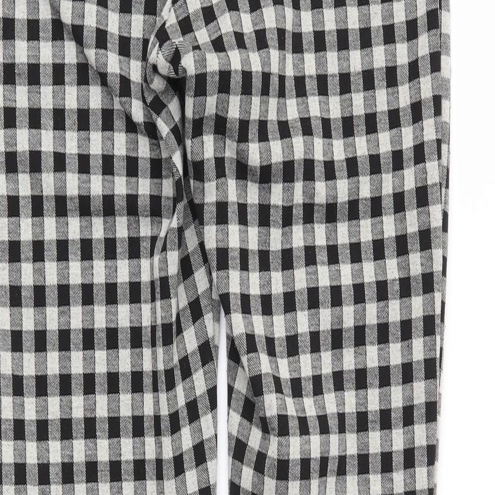 Zara Womens Black Check  Trousers  Size M L28 in