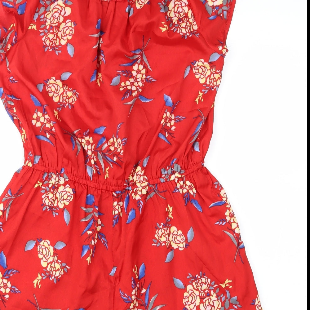 Primark Womens Red Floral  Playsuit One-Piece Size 12