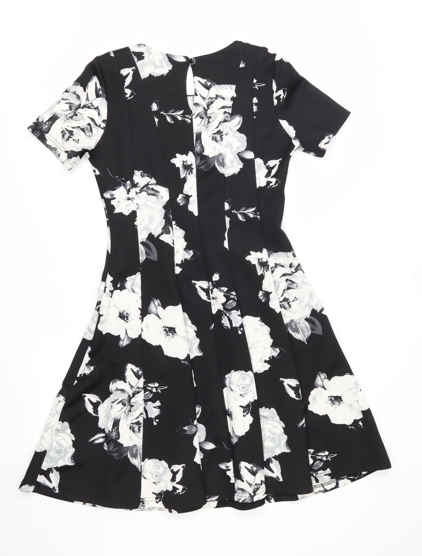 George Womens Black Floral  A-Line  Size 12