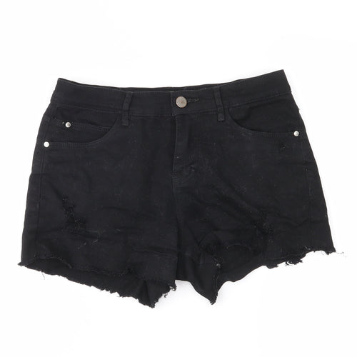 Yishion Womens Black   Hot Pants Shorts Size 24 in - distressed