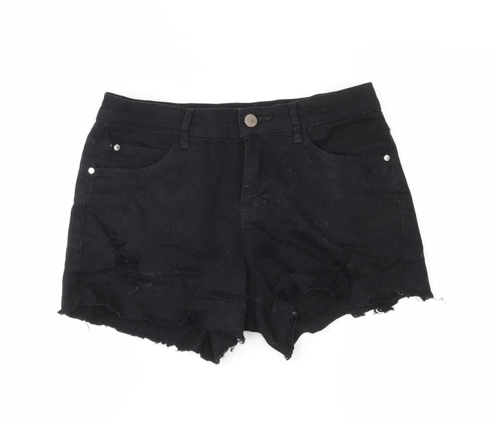 Yishion Womens Black Hot Pants Shorts Size 24 in - distressed