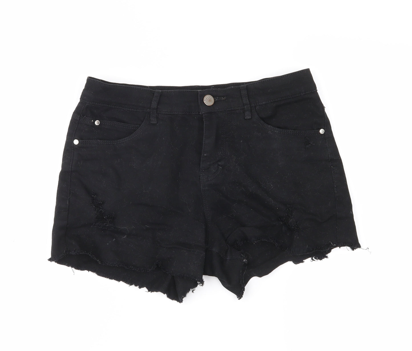 Yishion Womens Black   Hot Pants Shorts Size 24 in - distressed