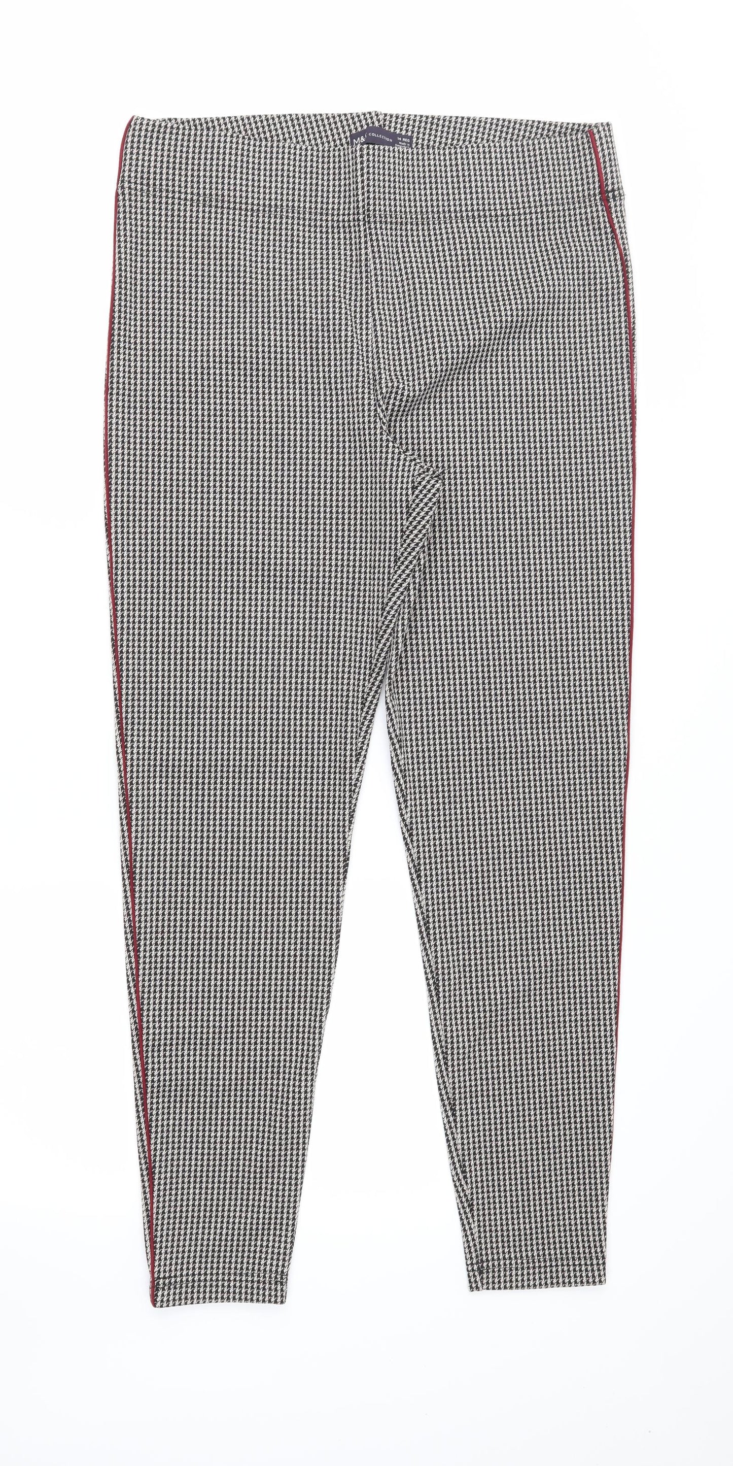 M&S Womens Black Houndstooth  Trousers  Size 14 L28 in