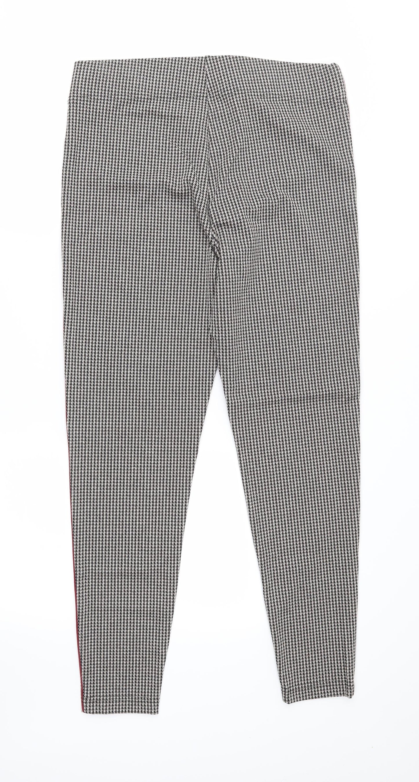 M&S Womens Black Houndstooth  Trousers  Size 14 L28 in