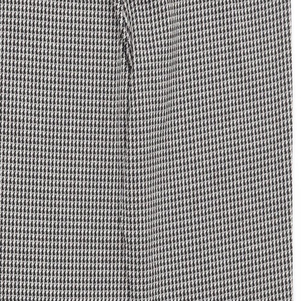 M&S Womens Black Houndstooth  Trousers  Size 14 L28 in