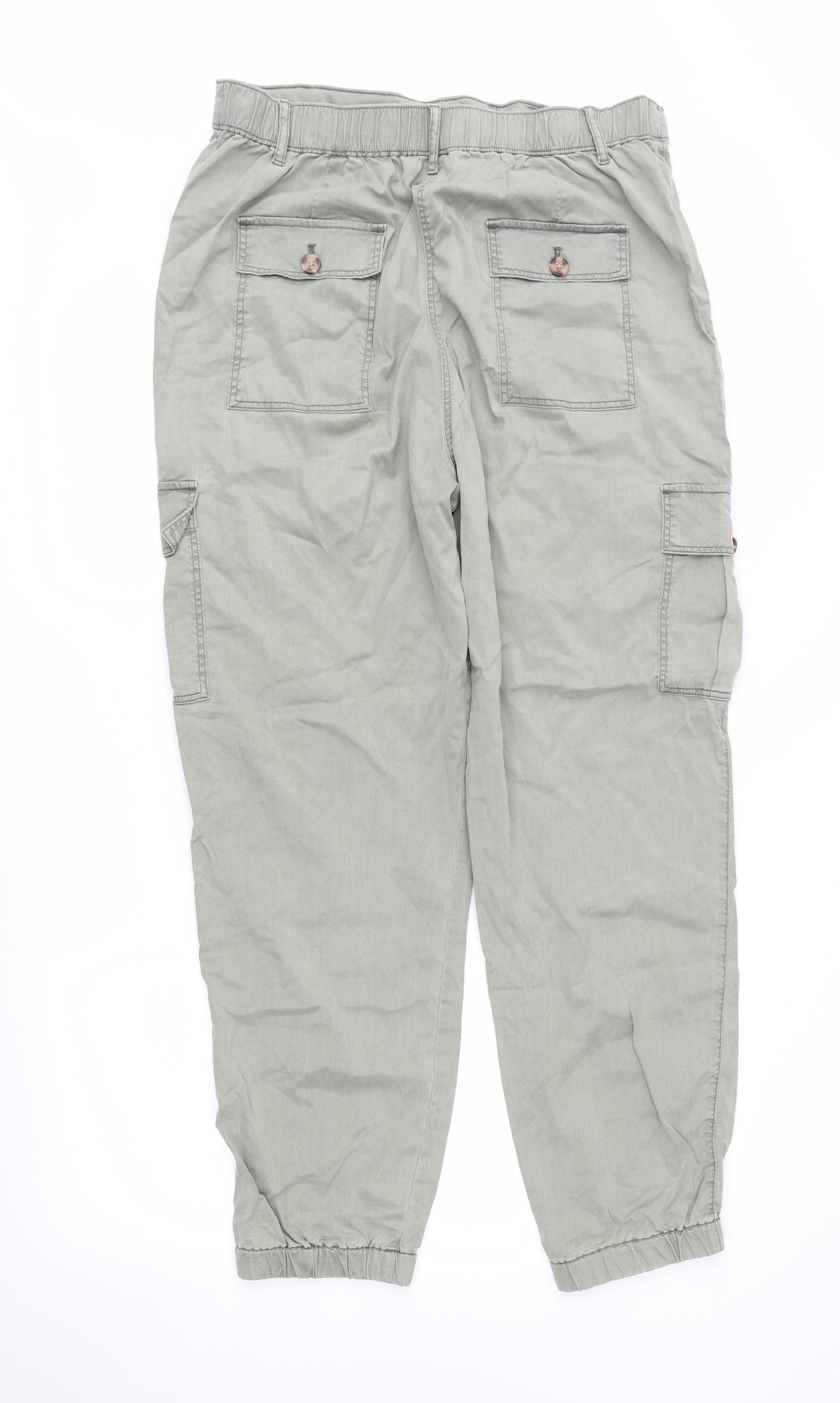 M&S Womens Green   Cargo Trousers Size 14 L28 in