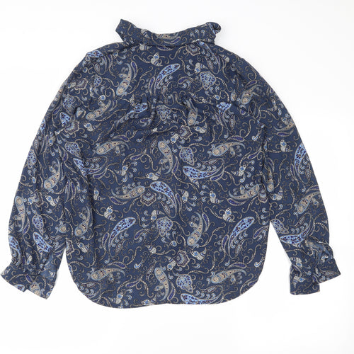 H&M Womens Blue Paisley  Basic Button-Up Size 12