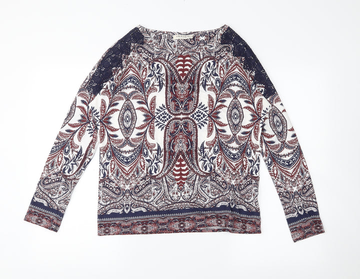 Indigo Womens White Floral Basic Blouse Size 10