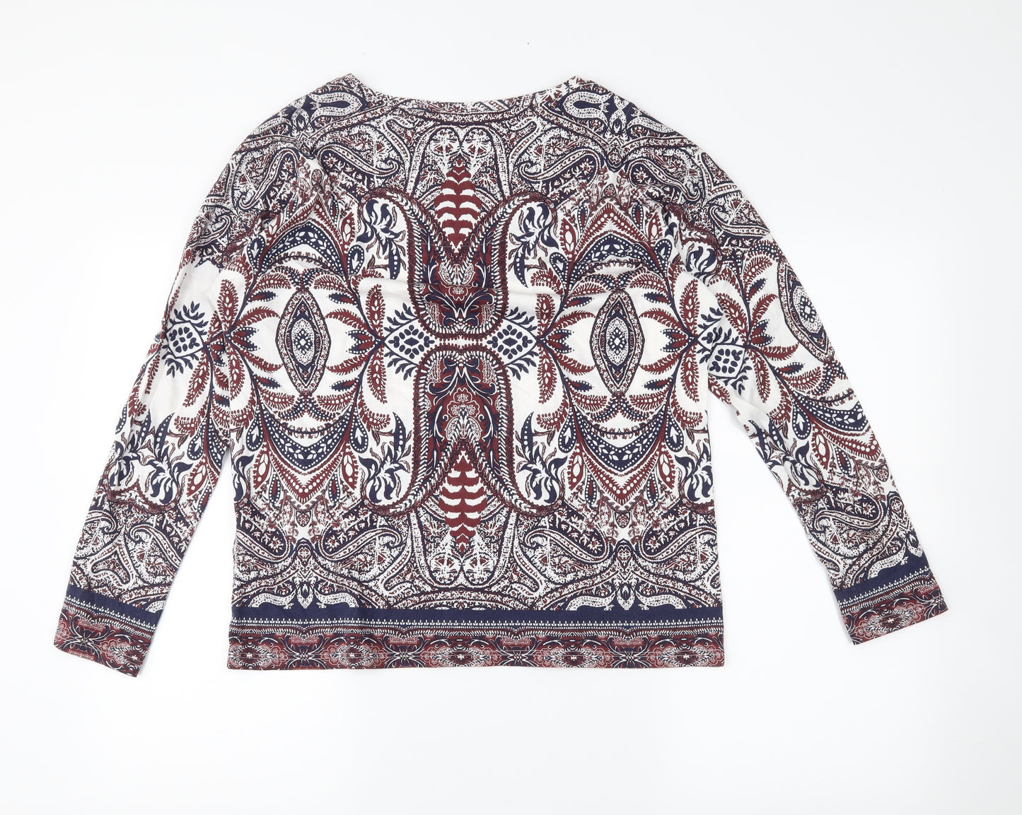 Indigo Womens White Floral  Basic Blouse Size 10