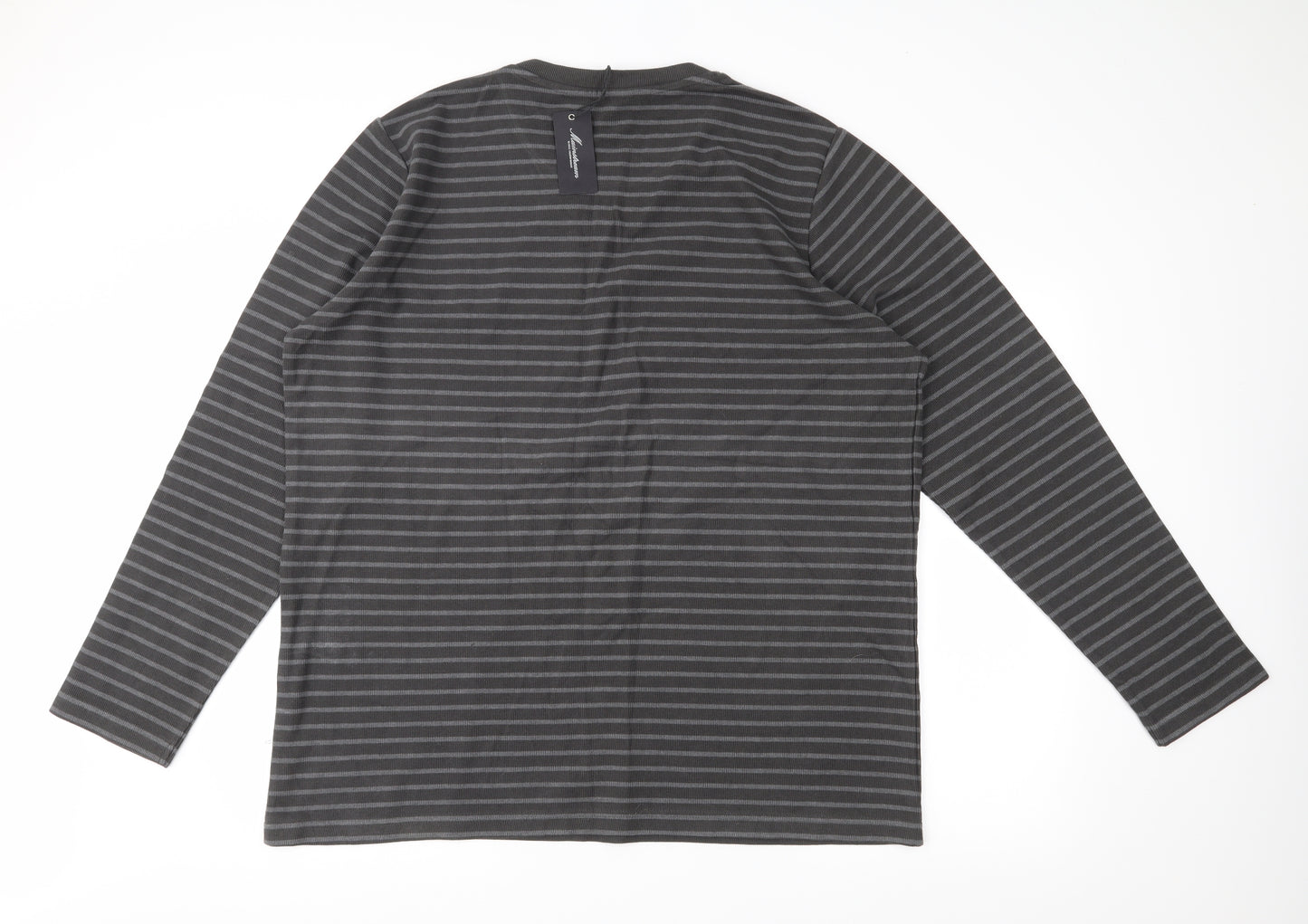 Mainstream Mens Grey Striped  Pullover Jumper Size 2XL