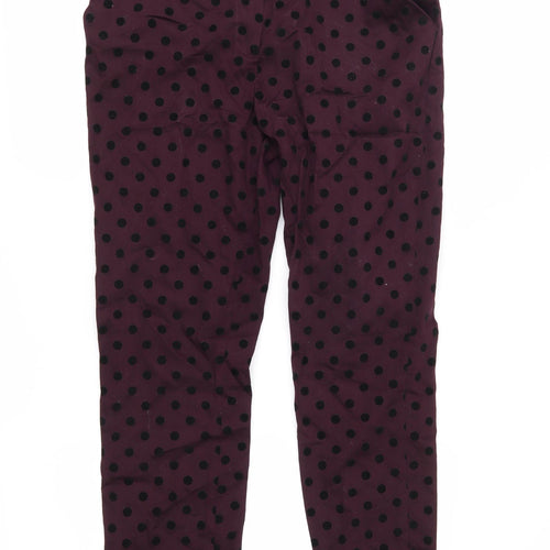 Atmosphere Womens Purple Polka Dot  Trousers  Size 14 L27 in