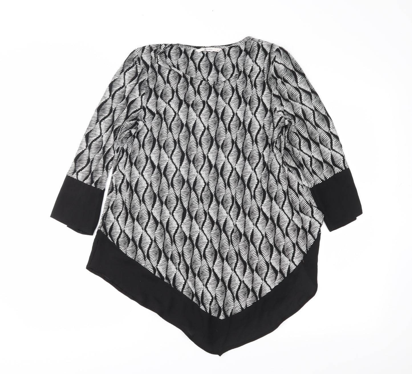 TU Womens Black Striped  Basic Blouse Size 10