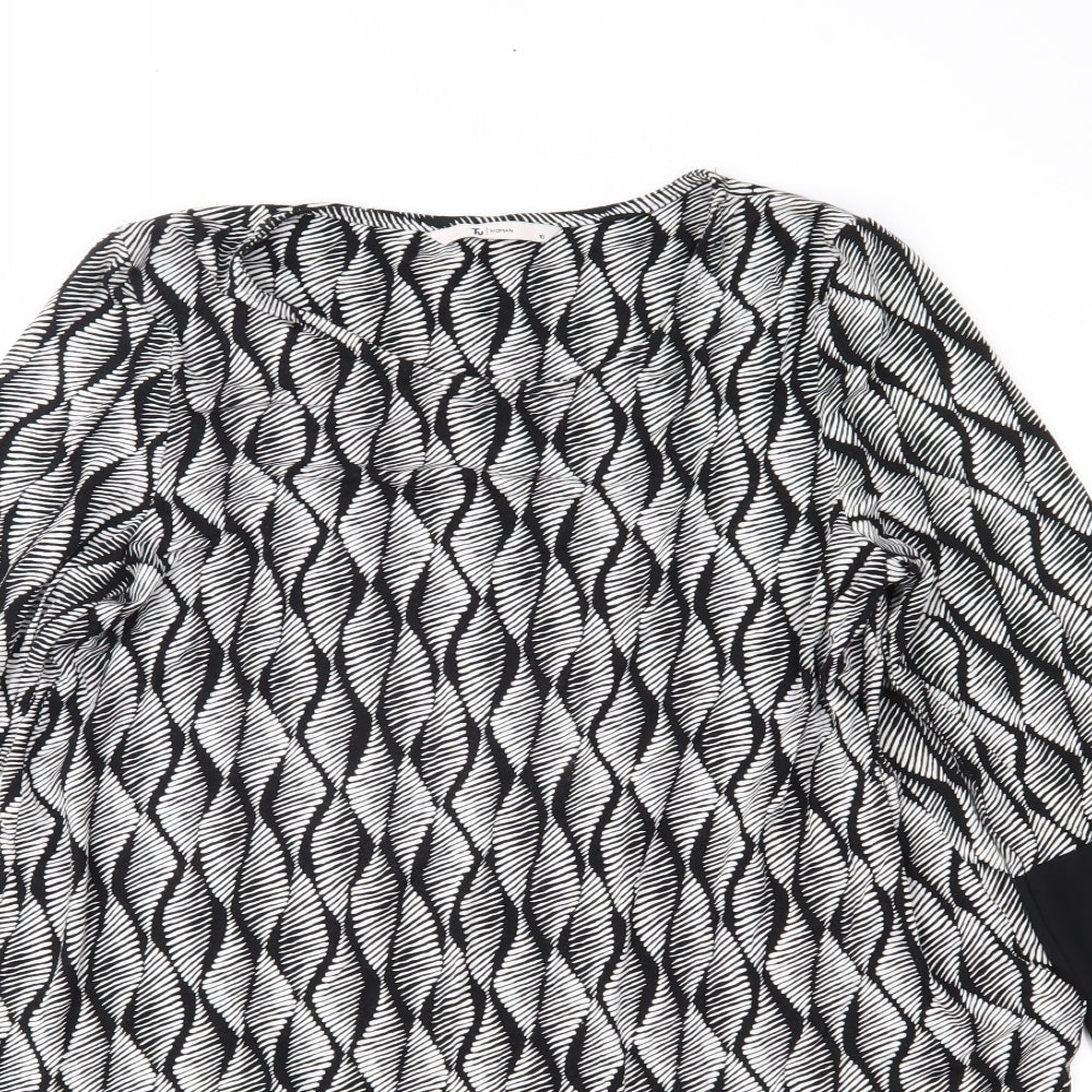 TU Womens Black Striped  Basic Blouse Size 10