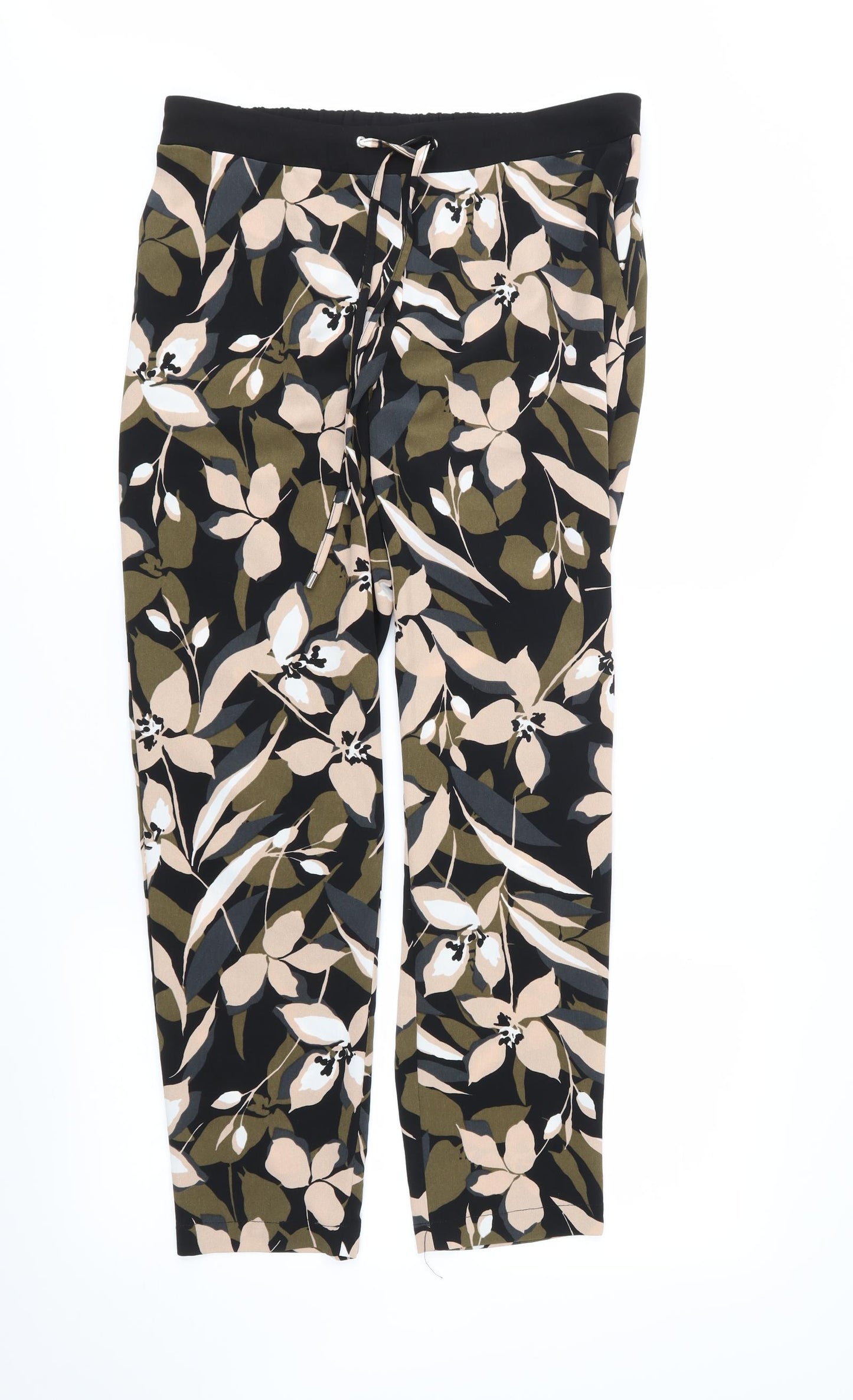 Wallis Womens Green Floral  Trousers  Size 12 L28 in