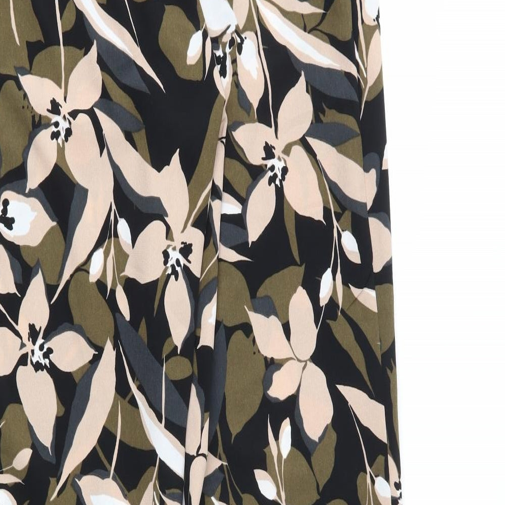 Wallis Womens Green Floral  Trousers  Size 12 L28 in