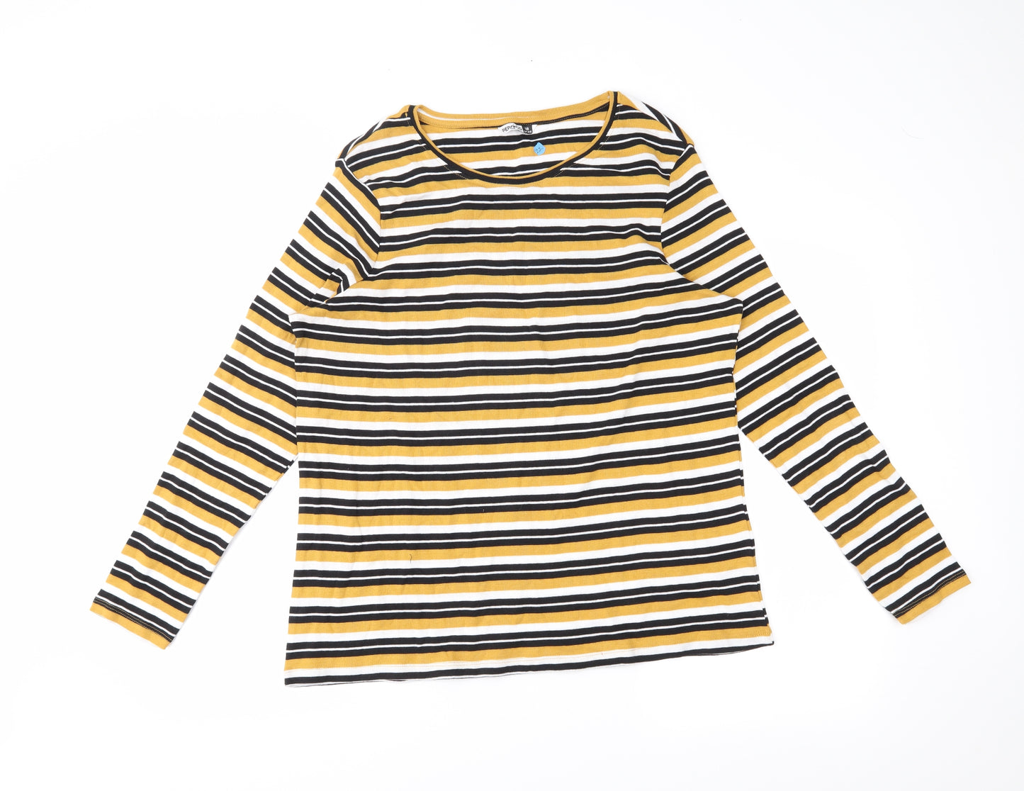 Pep & co Womens Yellow Striped  Basic Blouse Size 18
