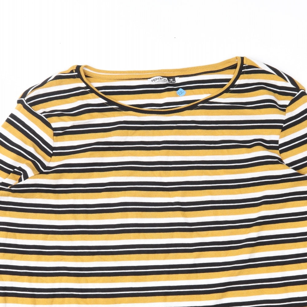 Pep & co Womens Yellow Striped  Basic Blouse Size 18