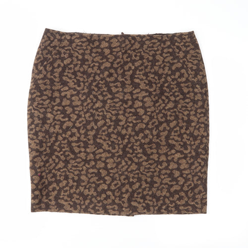 Per Una Womens Brown Animal Print  Straight & Pencil Skirt Size 14