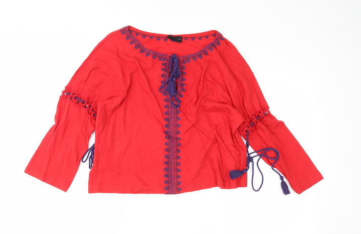 Topshop Womens Red Basic Blouse Size 8