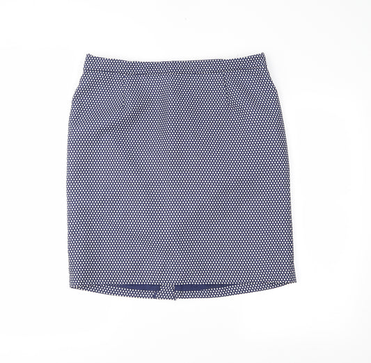 Front view of Kew 159 women’s blue polka dot straight & pencil skirt, size XL