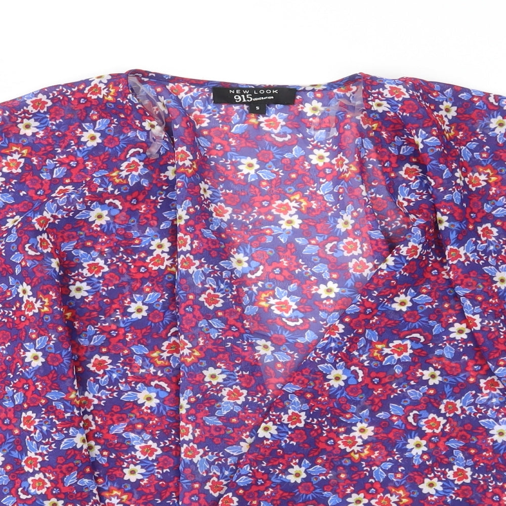 newlook Womens Blue Floral  Kimono Blouse Size S