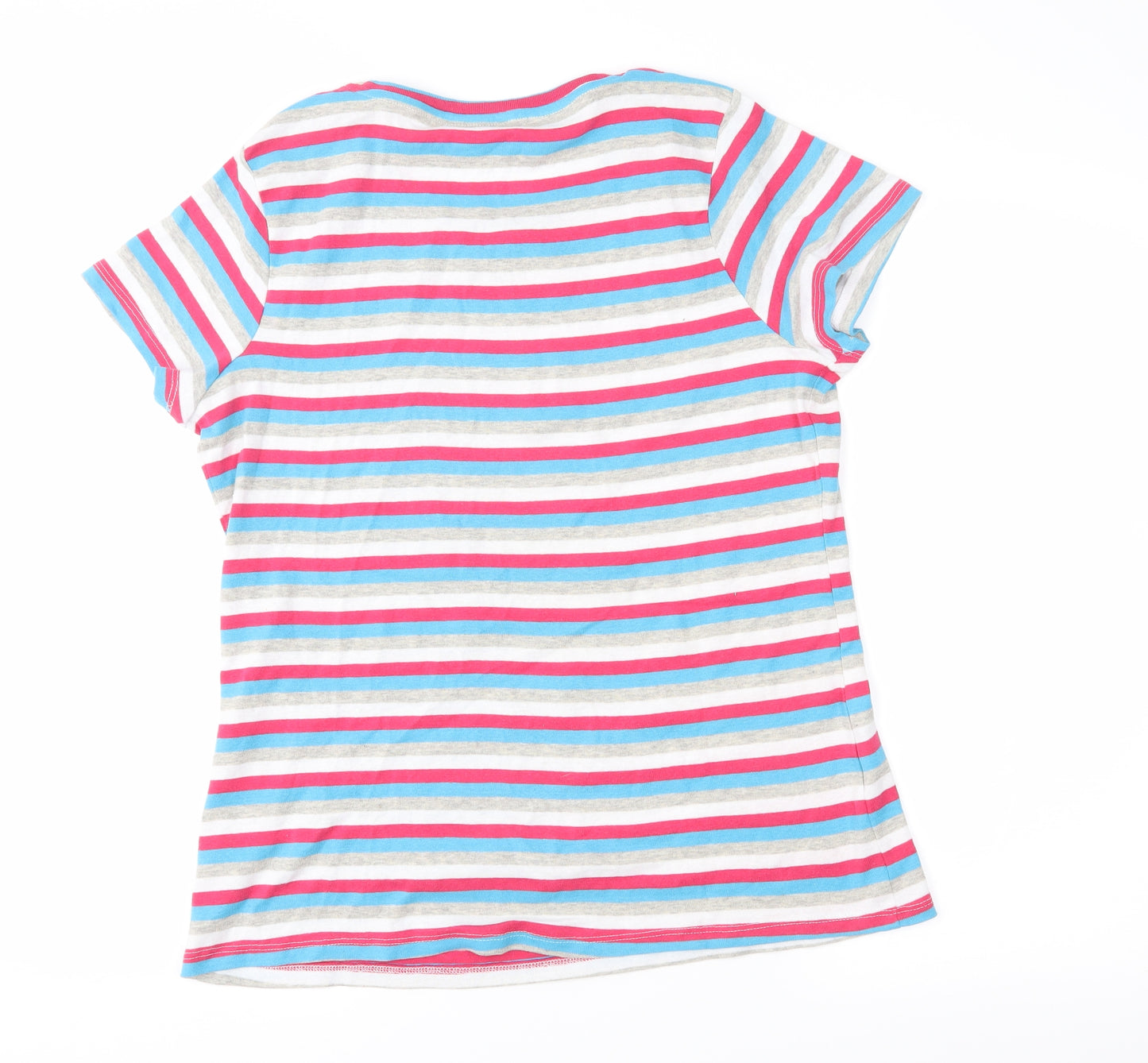 Pep & co Womens Pink Striped  Basic Polo Size L