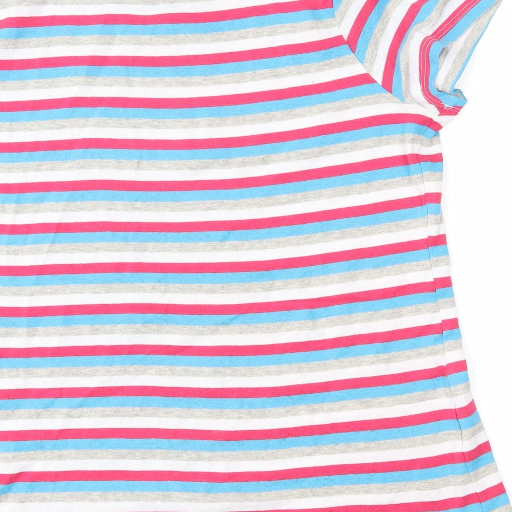 Pep & co Womens Pink Striped  Basic Polo Size L
