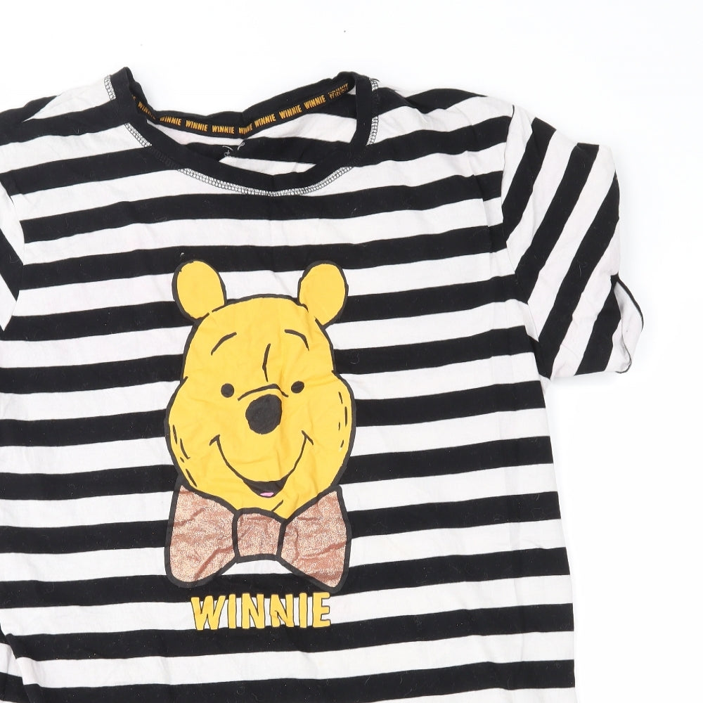 Disney Womens Black Striped  Top Pyjama Top Size M