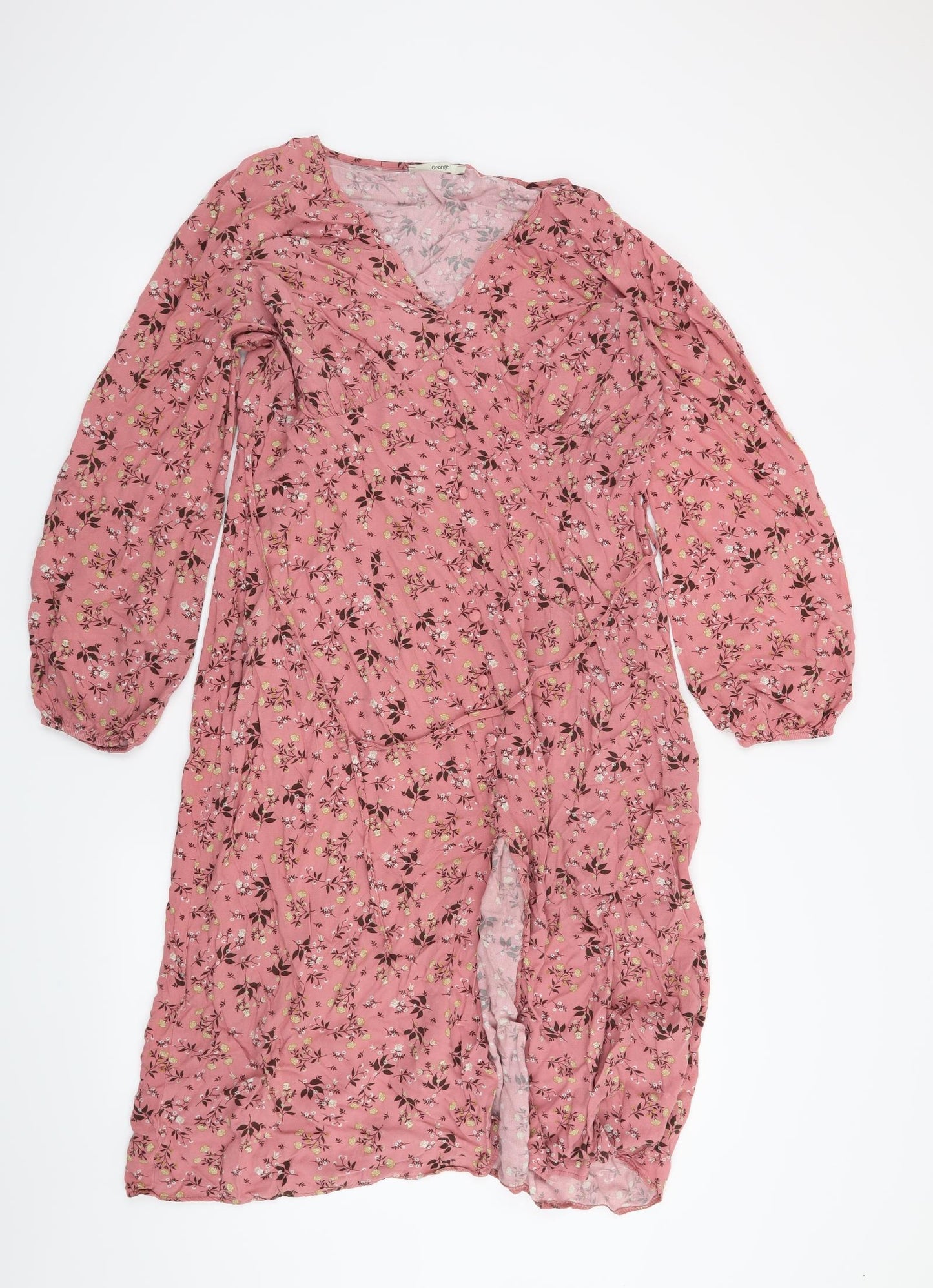 George Womens Pink Floral  A-Line  Size 16