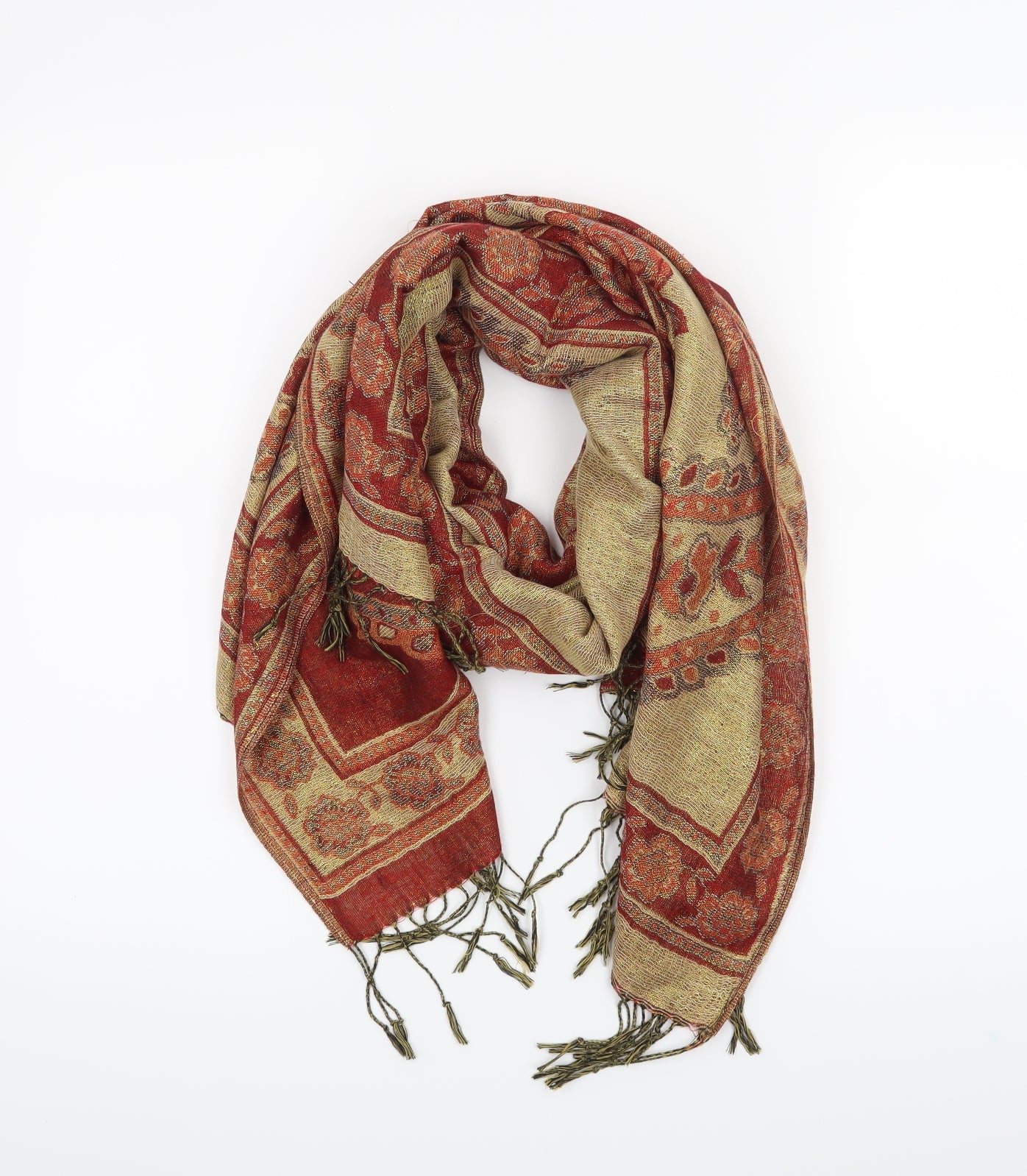 Preworn Womens Red Paisley   Scarf