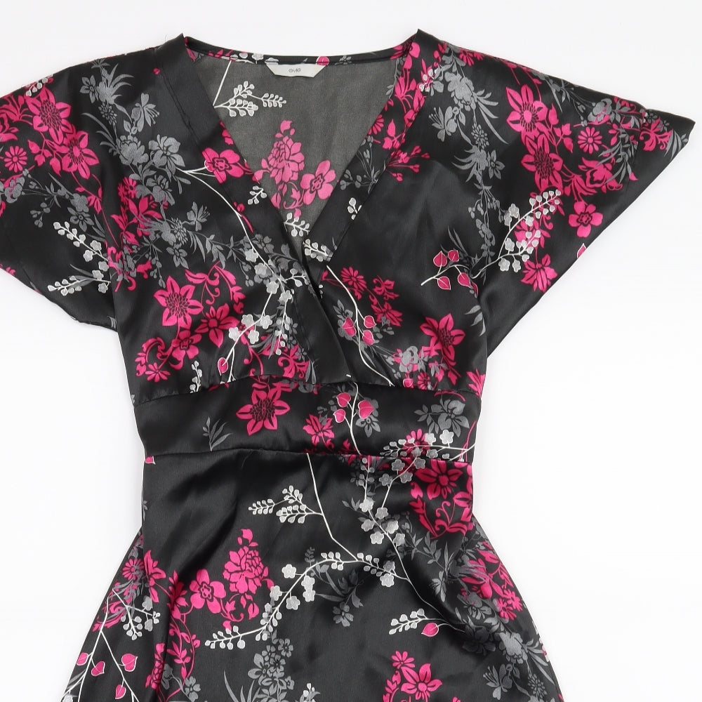 E-vie Womens Black Floral  A-Line  Size 10