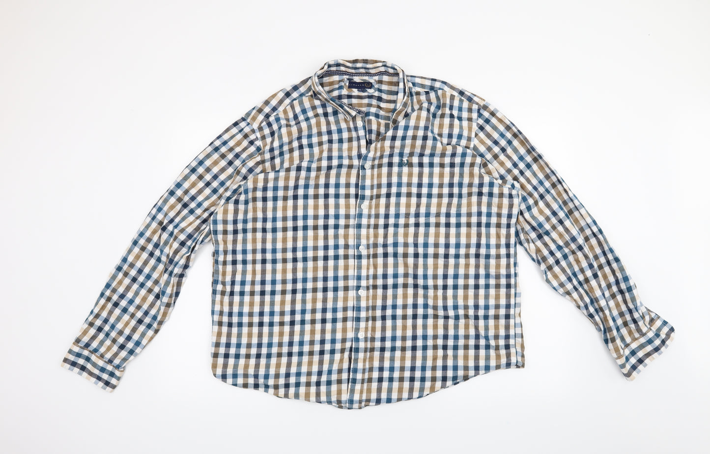 Lincoln Mens Blue Check   Button-Up Size XL