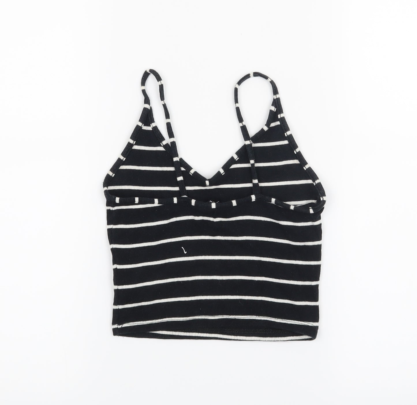 New Look Womens Black Striped  Cropped Tank Size 10