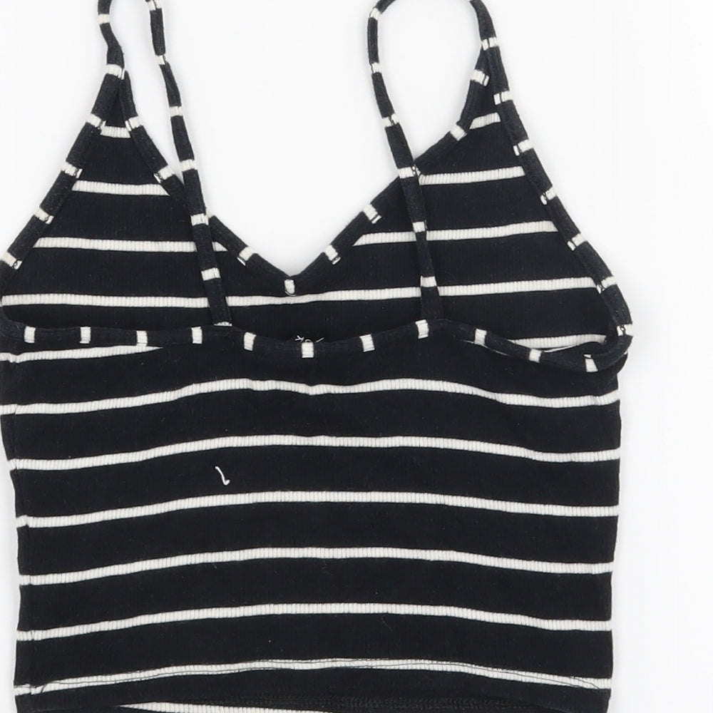 New Look Womens Black Striped  Cropped Tank Size 10