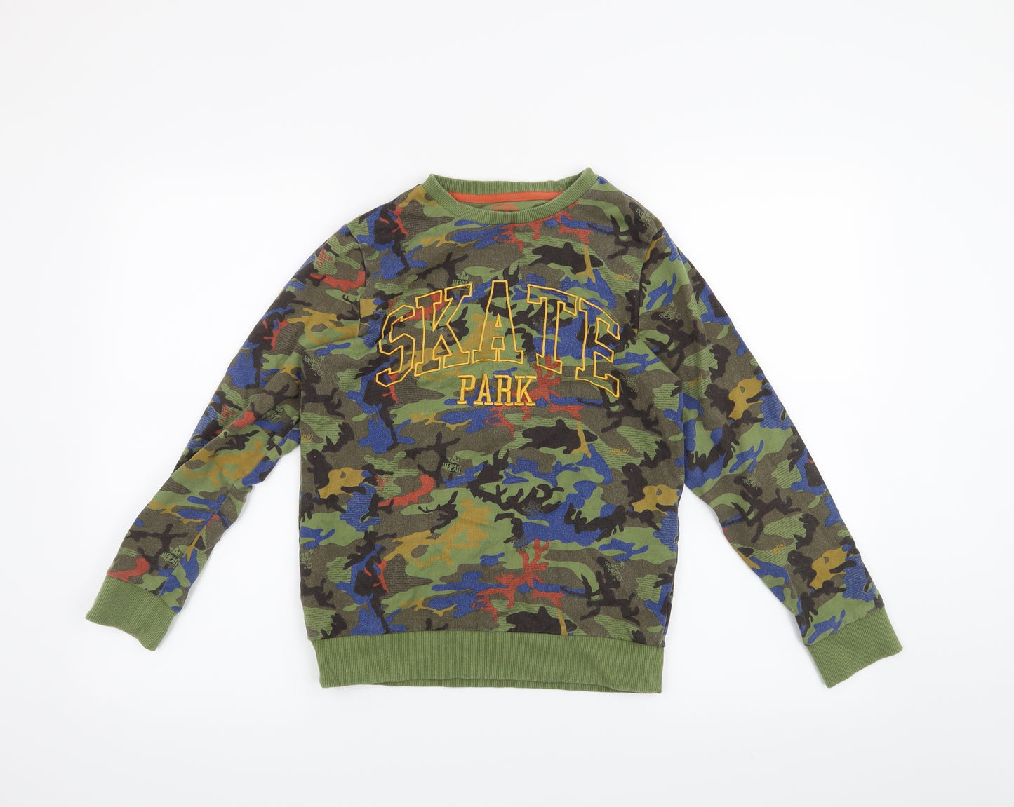 F&F Boys Green Camouflage  Pullover Jumper Size 10-11 Years